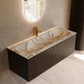 Mondiaz Kurve-dlux 120cm badmeubel shadow met 1 lade en wastafel big large midden 1 kraangat glace