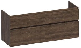 BRAUER Advance Wastafelonderkast - 140x46x60cm - 4 softclose greeploze lades - 2 sifonuitsparingen - en MFC - burned bark OK-AD140BB