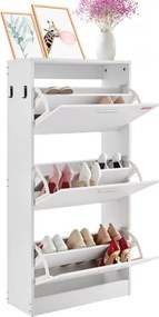 VEVOR Slim schoenenkast, wit schoenenrek, 600 x 237 x 1200 mm schoenenrek met 3 kleppen + bovenste opbergvak, schoenenladekast met een draagvermogen van 45,35 kg, schoenenkast van massief hout voor de gang