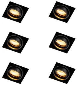 Set van 6 Inbouwspot zwart draai- en kantelbaar Trimless - Oneon Honey GU10 Binnenverlichting Lamp
