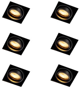 Set van 6 Inbouwspot zwart draai- en kantelbaar Trimless - Oneon Honey