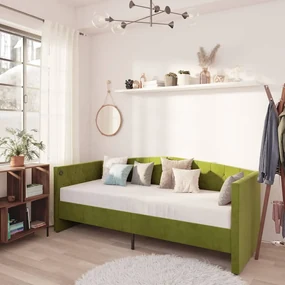 vidaXL Slaapbank met USB fluweel groen 90x200 cm