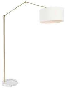 Vloerlamp goud met boucle kap wit 50 cm verstelbaar - Editor Design, Modern E27 Binnenverlichting Lamp