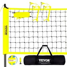 VEVOR Volleybalnet Hoogte Verstelbaar Volleybalnet Set, Draagbaar Beachvolleybalnet, Buitenvolleybalnet Opvouwbaar Volleybalnet met Volleybal &amp; Draagtas, voor Tuin Strand Gazon etc.
