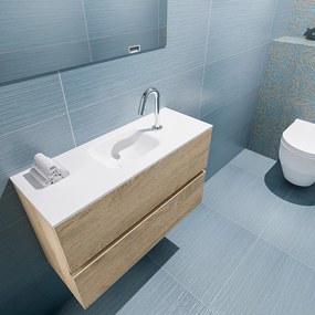 Mondiaz Ada 80cm toiletmeubel washed oak met wastafel talc midden 1 kraangat