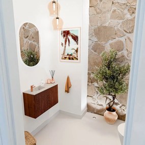 Mondiaz Joya DLux 70cm toiletmeubel ronding rechts ruby met wastafel faye links 1 kraangat opalo