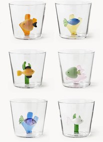 Handgemaakte waterglazen Marine Garden, 6 stuks
