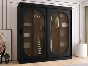 Kledingkast Hartford 521, Zwart, 200x200x62cm, 159 kg, Kledingkast deuren: Schuivend, Aantal planken: 9, Aantal planken: 9