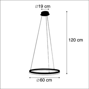 Eettafel / Eetkamer Design hanglamp zwart 60 cm incl. LED 3-staps dimbaar - Anello Modern rond Binnenverlichting Lamp