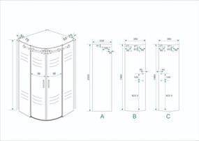 Mueller Rollo douchecabine kwartrond 90x90cm Anti-kalk