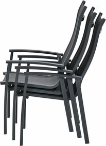 Garden Impressions Hilly tuinstoel stapelbaar donker grijs - 4 stuks
