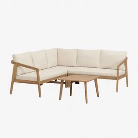 Woonkamerset Met Hoekbank En Bijzettafel In Kaela Acaciahout Acacia Bruin - Sklum