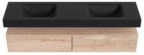 Zaro Alan badmeubel 180cm washed oak 2 lades met vrijhangende wastafel cloud dubbel 2 kraangaten urban