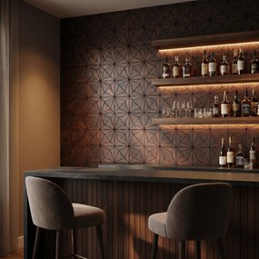Decoratief Houten Wandpaneel | Nolan   Rose Black | 60×60 cm | Amerikaans Notenhout