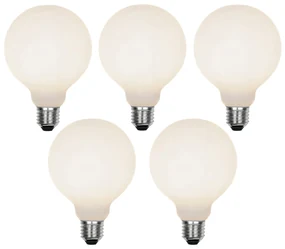 Set van 5 E27 3-staps dimbare LED lamp G95 mat 5W 550 lm 3000K