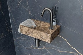 Saniclear Dark Emperador fonteinset met gebogen kraan in gunmetal