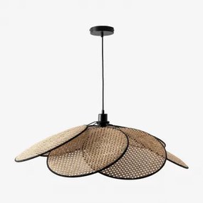 Okai-plafondlamp Pure Zwart – natuurlijk hout & Ø100 cm - Sklum