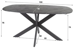 Marmerlook Eettafel 150 Cm Deens Ovaal - 150 X 90cm.