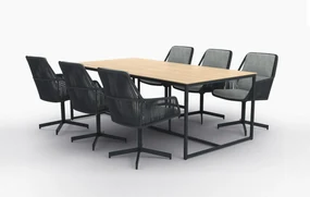 4 Seasons Outdoor Primavera tuinset met Quatro tafel HPL 'wood look' blad 220 x 95 cm * SALE * Tuinset antraciet weerbestendig