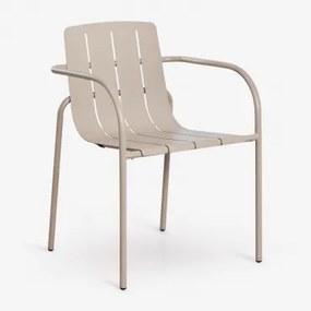 Stapelbare Set Van 2 Tuinstoelen Met Armleuningen Van Staal Isoria Moka Bruin - Sklum