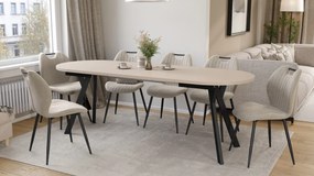 Mazzoni ALMO Kasjmier / zwarte poten - OVALE UITSCHUIFTAFEL 120-220 cm VOOR 10-12 PERSONEN