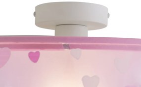 Kinder plafondlamp roze met hartjes - Harrie in Love