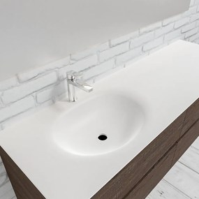 Zaro Sevilla Solid Surface badmeubel 150cm donker eiken 1 kraangat spoelbak links met 4 lades