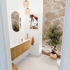 Mondiaz Joya 115cm toiletmeubel ronding links/rechts oak met wastafel faye midden 1 kraangat talc