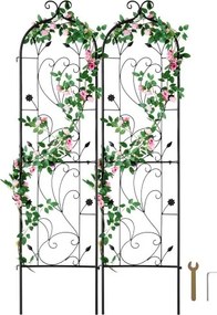 VEVOR 38x152 cm Set van 2 roestvrije metalen trellis voor tuinbloemen, trellis, klimhulp, plantentrellis voor rozen, komkommerondersteuning, decoratieve clematis trellis voor binnenplaatsen en gazons