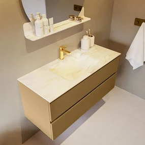 Mondiaz Vica DLux badmeubel 110cm oro 2 lades met wastafel ostra midden 1 kraangat