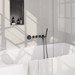 Brauer Gunmetal Edition Badkraan Inbouw - douchegarnituur - 20cm uitloop - met inbouwdeel - 3 gladde knoppen - handdouche staaf 1 stand - PVD - geborsteld gunmetal 5-GM-022