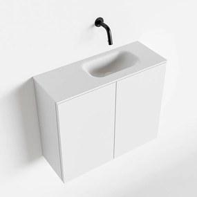 Zaro Polly toiletmeubel 60cm mat wit met witte wastafel zonder kraangat rechts