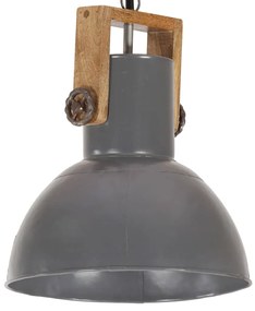 vidaXL Hanglamp industrieel rond 25 W E27 32 cm mangohout grijs