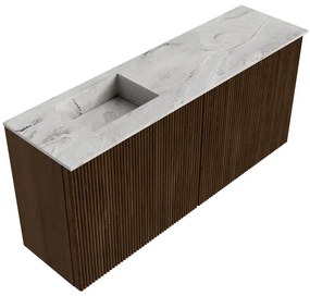 Mondiaz Joya DLux 90cm toiletmeubel walnut met wastafel faye links 1 kraangat glace