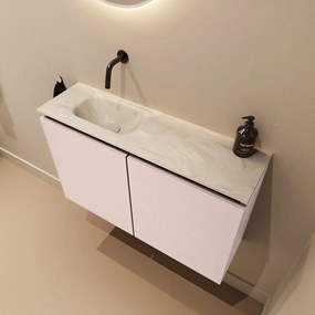 Mondiaz Ture DLux toiletmeubel 80cm rosee met wastafel ostra links zonder kraangat