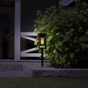 Set van 2 LED Solar Fakkel Tuinlamp Zwart Tuinverlichting Zwart