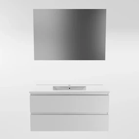 Mondiaz Aivy badmeubel 100cm talc met wastafel keramiek wit glans 1 kraangat en spiegelkast