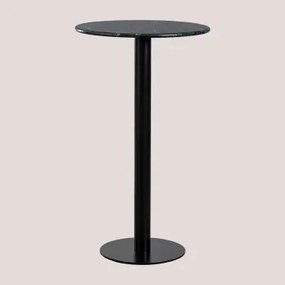 Ronde Hoge Bartafel Ø60 Cm In Rocher Marmer Groen Marmer Big Flower & Zwart - Sklum