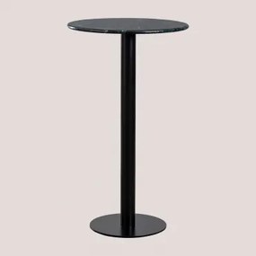 Ronde Hoge Bartafel Ø60 Cm In Rocher Marmer Zwart & Groen Marmer Big Flower - Sklum