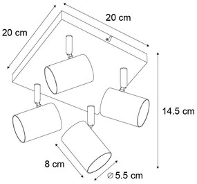 Moderne plafondlamp wit 4-lichts verstelbaar vierkant - Jeana Modern GU10 Binnenverlichting Lamp