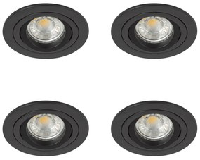Set van 4 Lune Inbouwspots Rond Zwart