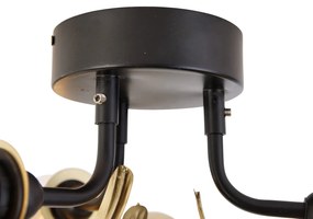 Oosterse plafondlamp messing met zwart 3-lichts - Louka