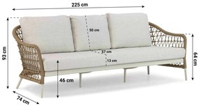 Stoel en Bank Loungeset 5 personen Wicker/Aluminium/Aluminium/wicker Taupe  Coco Bali