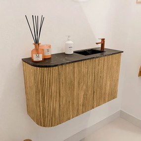 Mondiaz Joya DLux 70cm toiletmeubel ronding links oak met wastafel faye rechts 1 kraangat lava