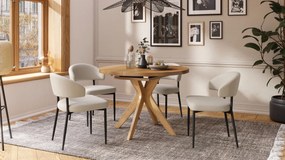 RENZO Natuurlijk Eiken - RONDE HOUTEN TAFEL Ø110 UITKLAPBAAR TOT 180 cm | VOOR DE KEUKEN EETKAMER WOONKAMER RETRO