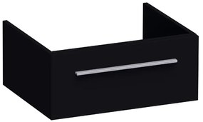BRAUER Sharp Wastafelonderkast - 60x46x25cm - 1 softclose lade - zonder greep - 1 sifonuitsparing - MDF - mat zwart 1519