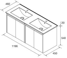 Muebles Project badmeubel 120cm met 4 deuren en wastafel warm eiken