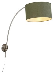 Wandbooglamp staal met kap groen 35/35/20 verstelbaar Modern E27 rond Binnenverlichting Lamp