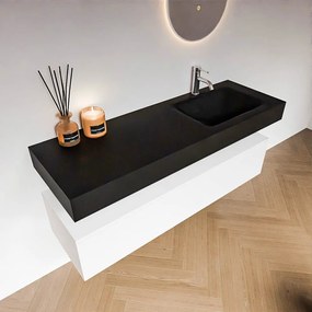 Zaro Alan badmeubel 140cm talc 1 lade met vrijhangende wastafel cloud rechts 1 kraangat urban