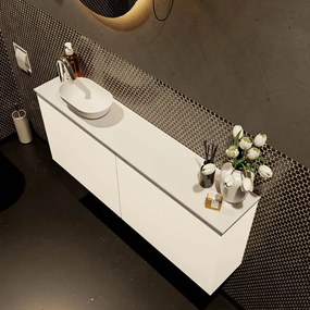 Mondiaz Fowy toiletmeubel 120cm talc met witte waskom links en kraangat
